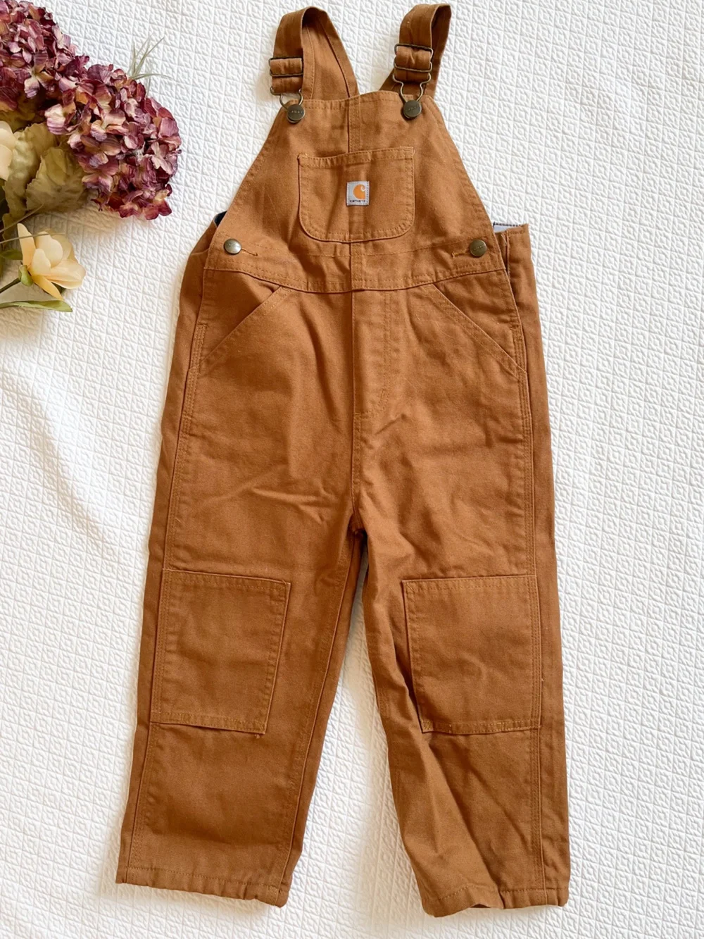 Carhartt Toddler Flannel-Lined Canvas Overalls Size 3T - Picture 2 of 9